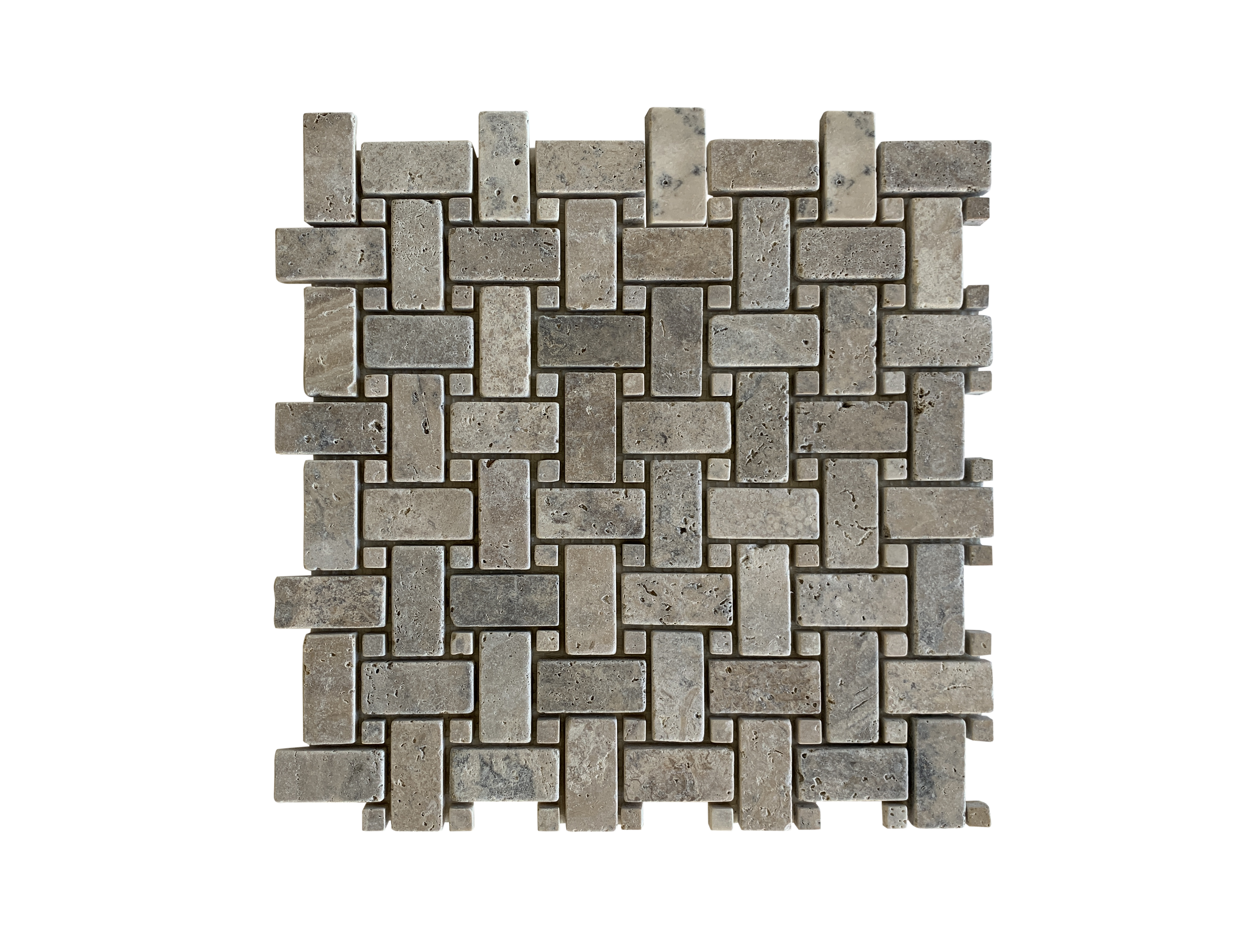 PHILADELPHIA TRAVERTINE MOSAIC TUMBLED BASKET WAVE PHILLY DOT 1